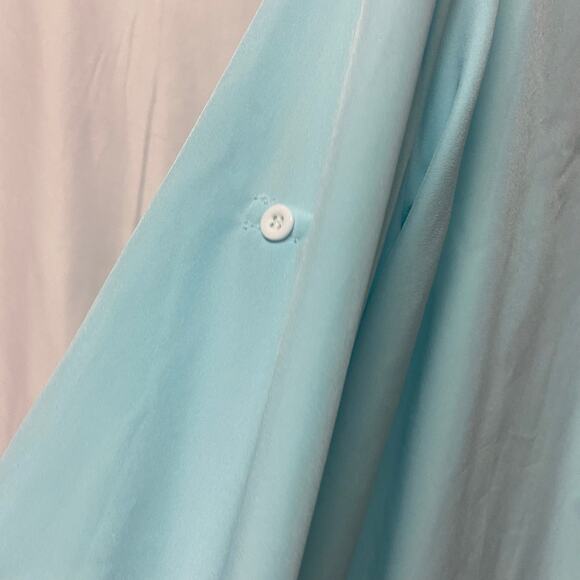 Teal Button Up Long Roll Tab Sleeve No Brand Tag XXL - Picture 3 of 6